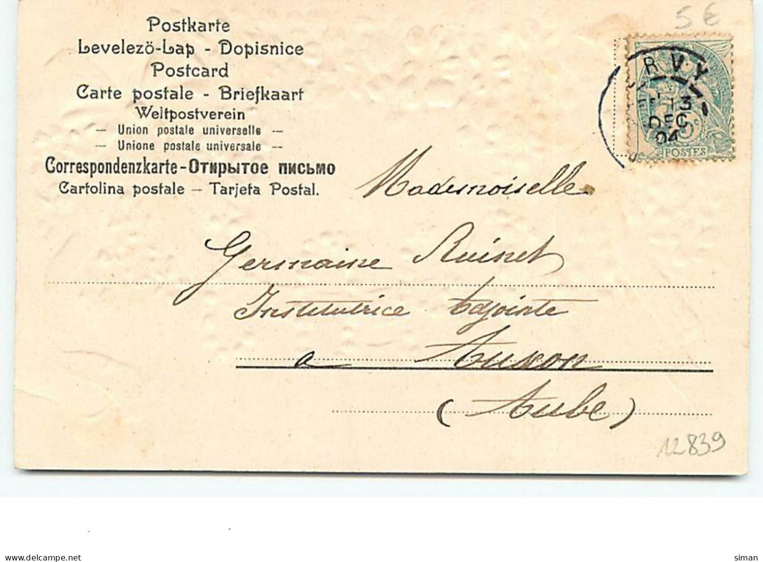 N°12839 - Carte Gaufrée - 1905 - Guirlande De Fleurs - Anno Nuovo