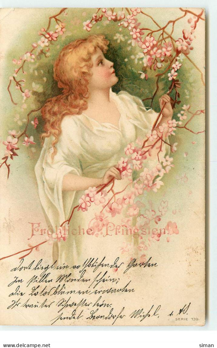 N°17390 - Fröhliche Pfingsten - Clapsaddle - Fillette Parmi Des Branches Fleuries - Pentecôte
