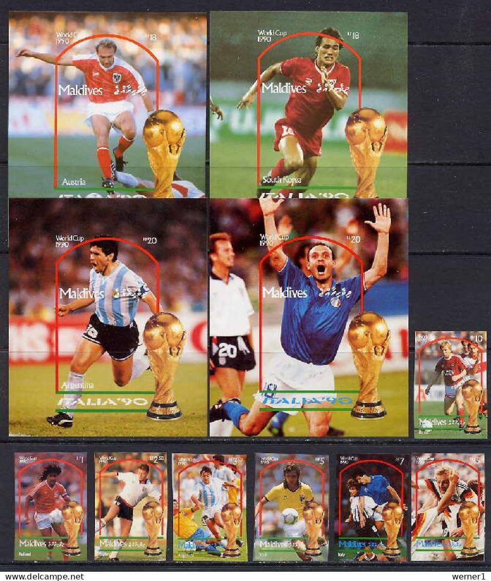 Maldives 1990 Football Soccer World Cup Set Of 7 + 4 S/s Imperf. MNH -scarce- - Nuovi