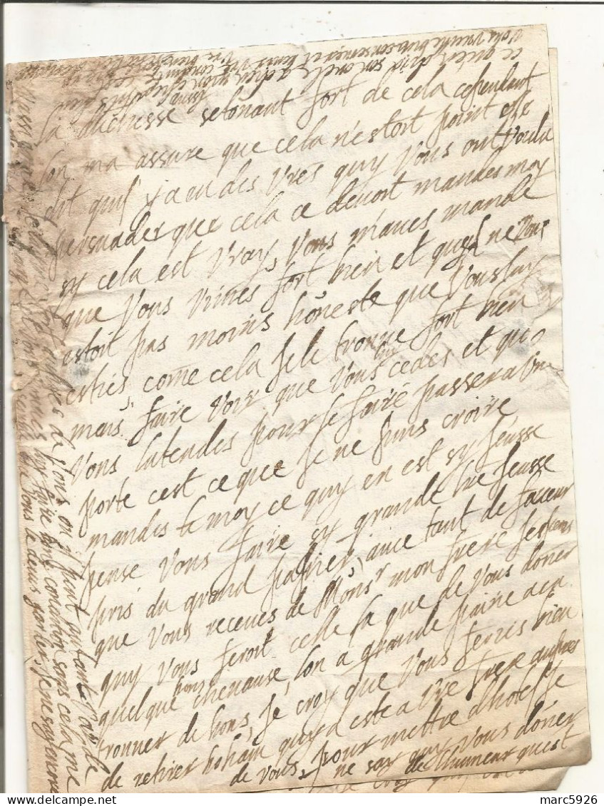 N°1996 ANCIENNE LETTRE DE ELISABETH DE NASSAU A SEDAN AU DUC DE BOUILLON AVEC CACHET DE CIRE ET RUBAN DATE 1625