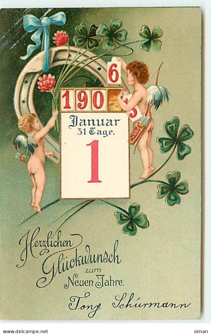 N°20648 - Herzlichen Glückwunsch Zum Neuen Jahre 1906 - Anges Près D'un éphéméride - Anno Nuovo