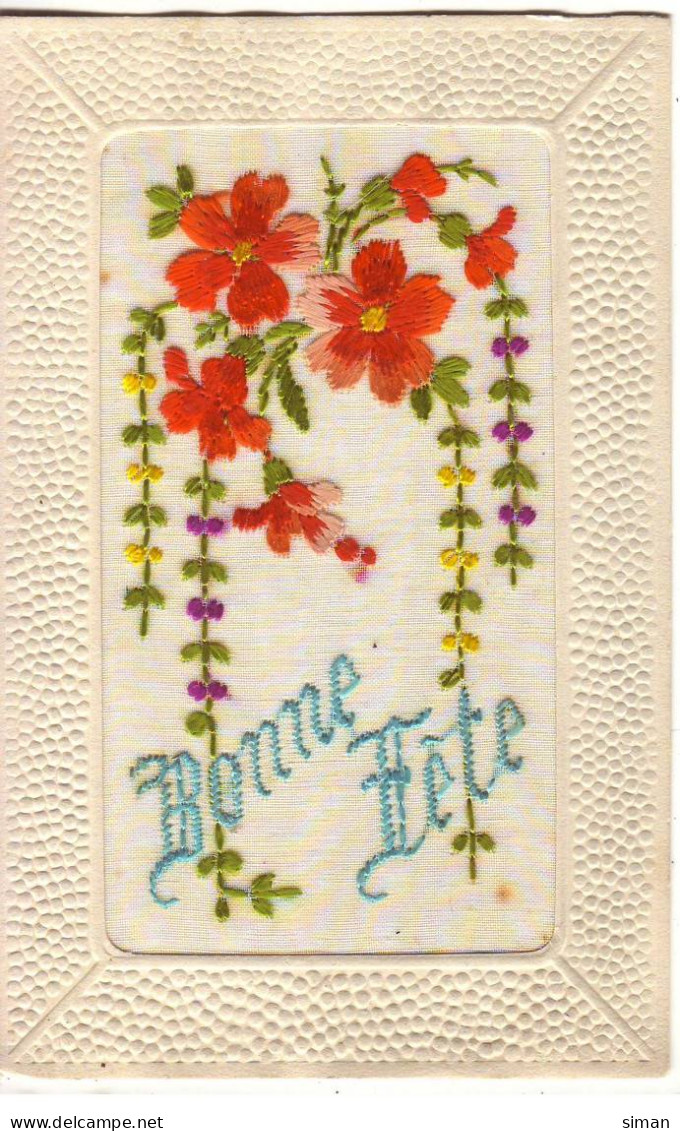 N°19451 - Carte Brodée - Bonne Fête - Fleurs Et Liseron - Embroidered