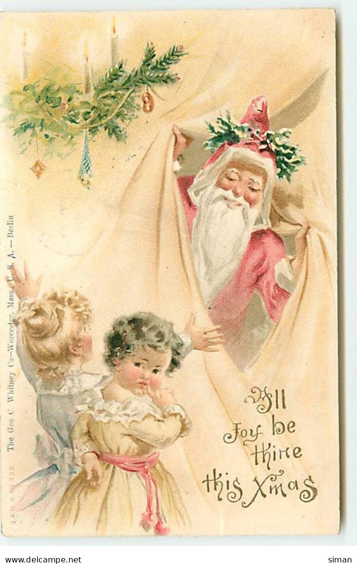 N°19473 - All Joy Be Thine This Xmas - Père Noël Se Montrant à Deux Fillettes - Autres & Non Classés