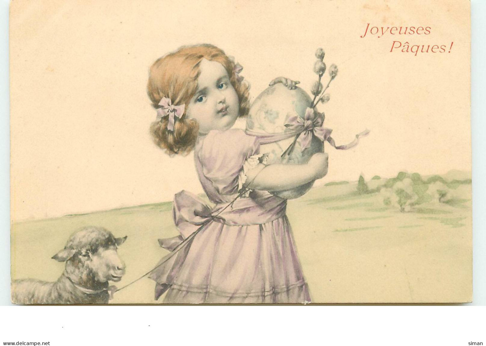 N°15092 - MM Vienne N°136 - Joyeuses Pâques - Fillette Tenant Un Mouton En Laisse Et Portant Un Oeuf - Ostern