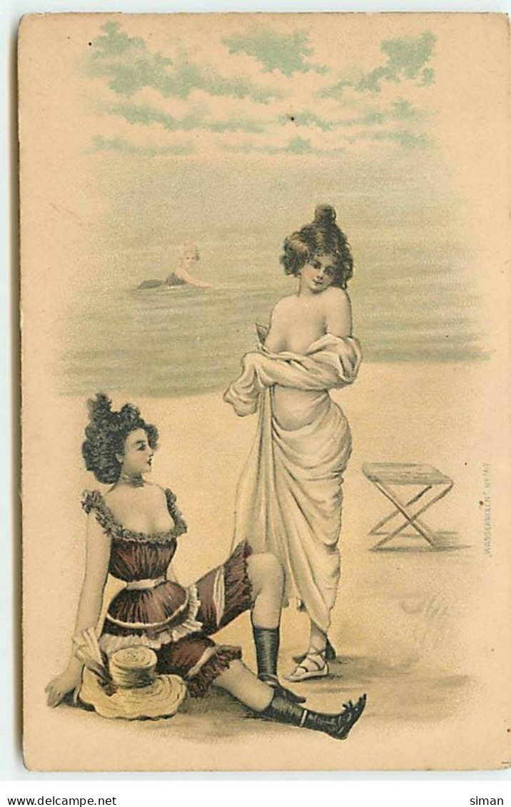 N°19498 - Wassernixen N°1417 - Jeunes Femmes En Tenue De Bain Sur Une Plage - Baigneuse - Frauen