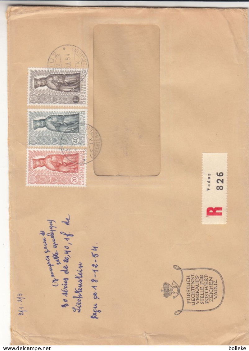 Liechtenstein - Lettre Recom De 1954 - GF - Oblit Vaduz - Madonne Et Enfant - Valeur 110,00 Euros - - Briefe U. Dokumente