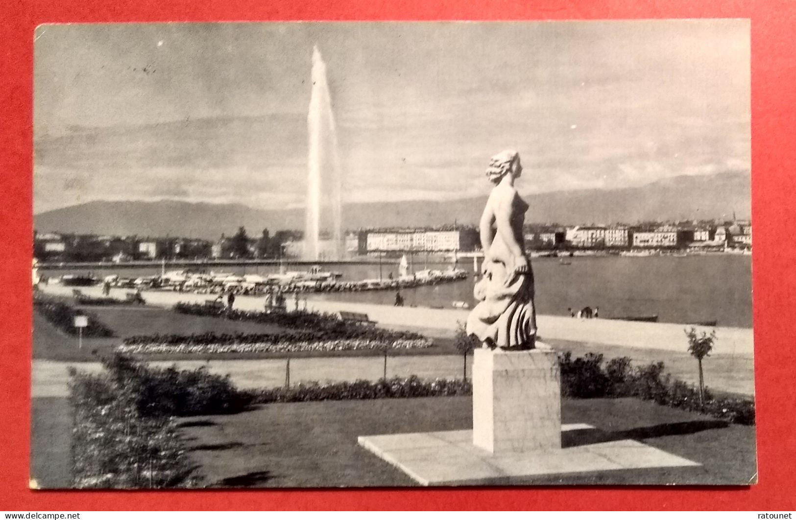 CH - SUISSE - GENEVE - Flamme 25e Anniversaire SWISSAIR 1956 * Sur CPSM Quai ADOR Et Statue De La BRISE * Aviation - Frankiermaschinen (FraMA)