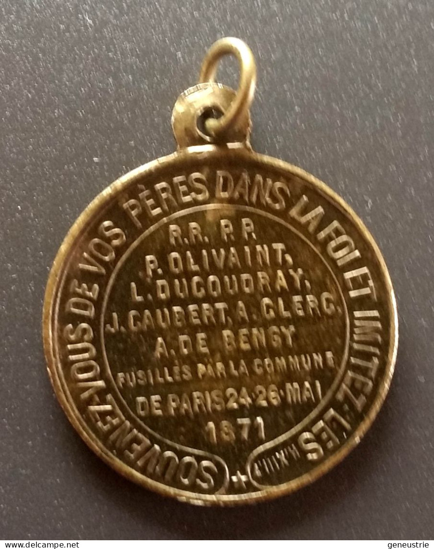 Jeton à Bélière - Pendentif Médaille Religieuse Fin XIXe "Prètres Fusillés Par La Commune De Paris 24-26 Mai 1871" - Religion & Esotérisme