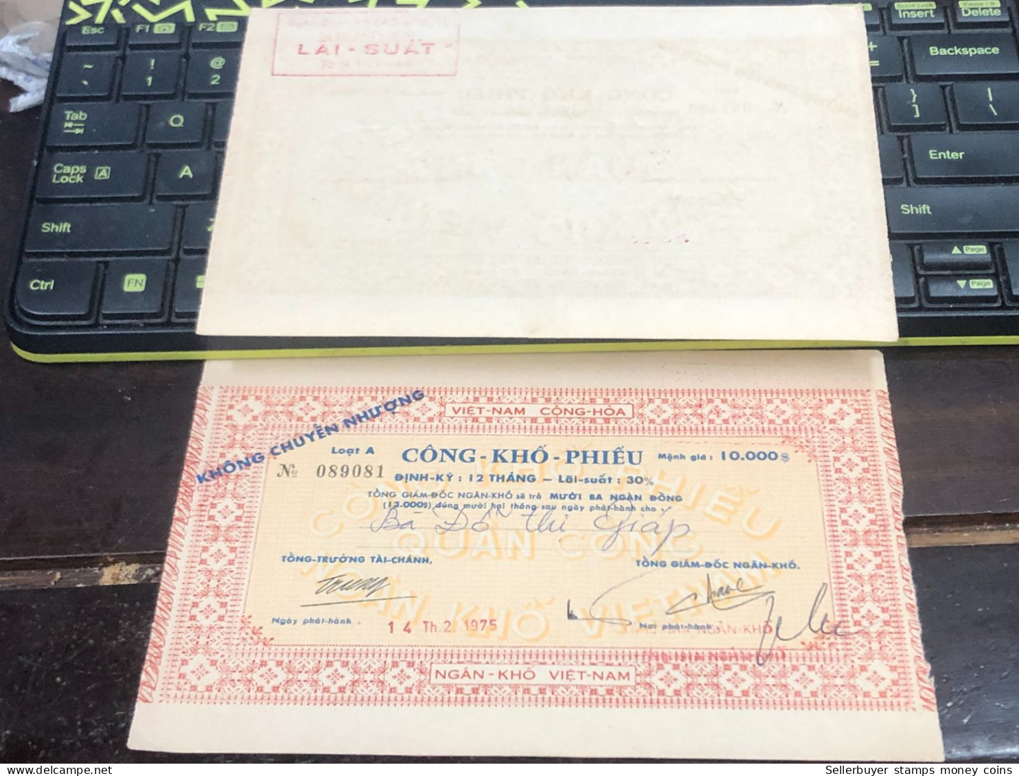 VIET NAM SOUTH PUBLIC DRY BOND BANK CHEC KING-10000$/1974-1 PCS - Vietnam