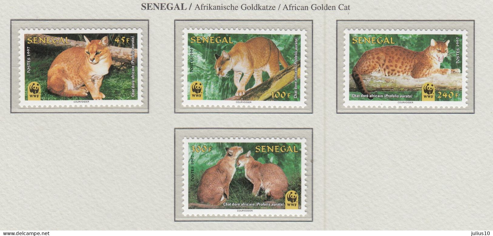 SENEGAL 1997 WWF Animals Gold Cat Mi 1515-1518 MNH(**) Fauna 569 - Big Cats (cats Of Prey)