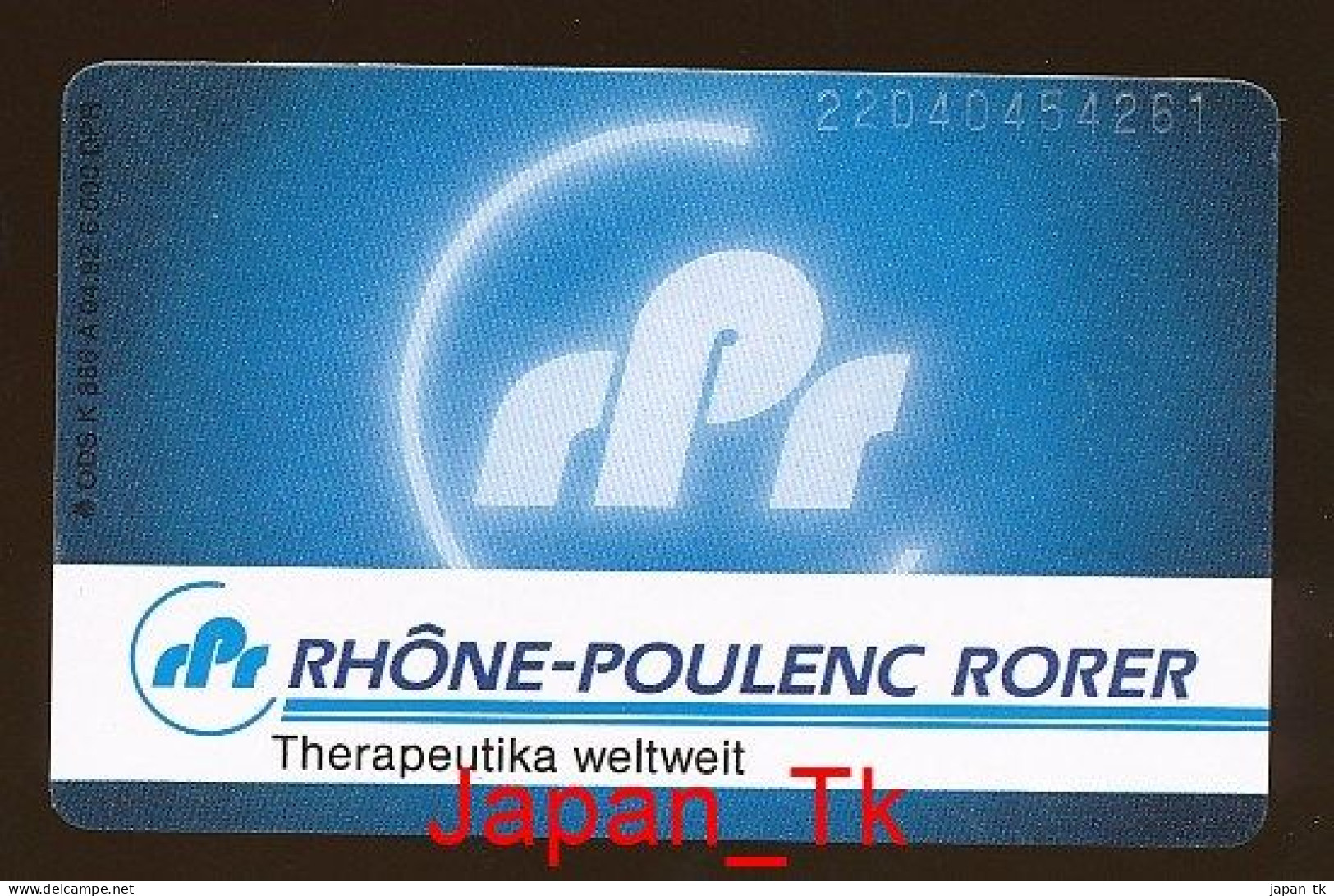 GERMANY K 886 A 92 Rhone-Poulenc Rorer - Aufl  6000 - Siehe Scan - K-Reeksen : Reeks Klanten