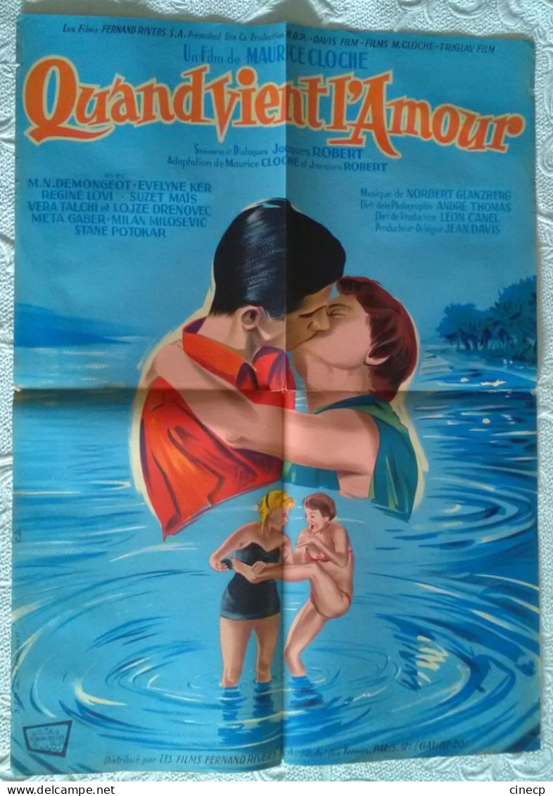 AFFICHE CINEMA FILM QUAND VIENT L'AMOUR Mylène DEMONGEOT Maurice CLOCHE 1956 TBE DESSIN BELINSKY - Affiches & Posters