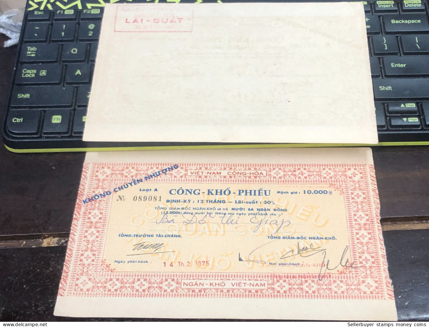 VIET NAM SOUTH PUBLIC DRY BOND BANK CHEC KING-10000$/1974-1 PCS - Viêt-Nam