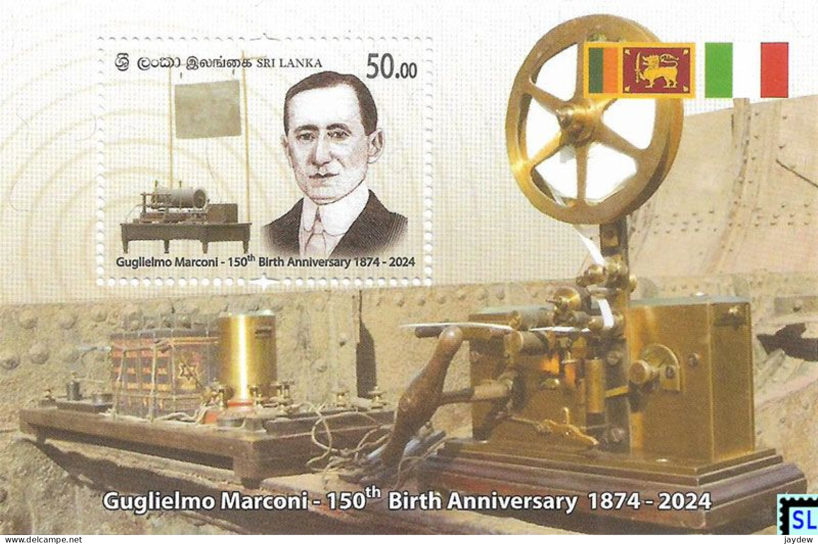 Sri Lanka Stamps 2024, Guglielmo Marconi, Italy, Radio, SLBC, Flags, MS - Sri Lanka (Ceilán) (1948-...)