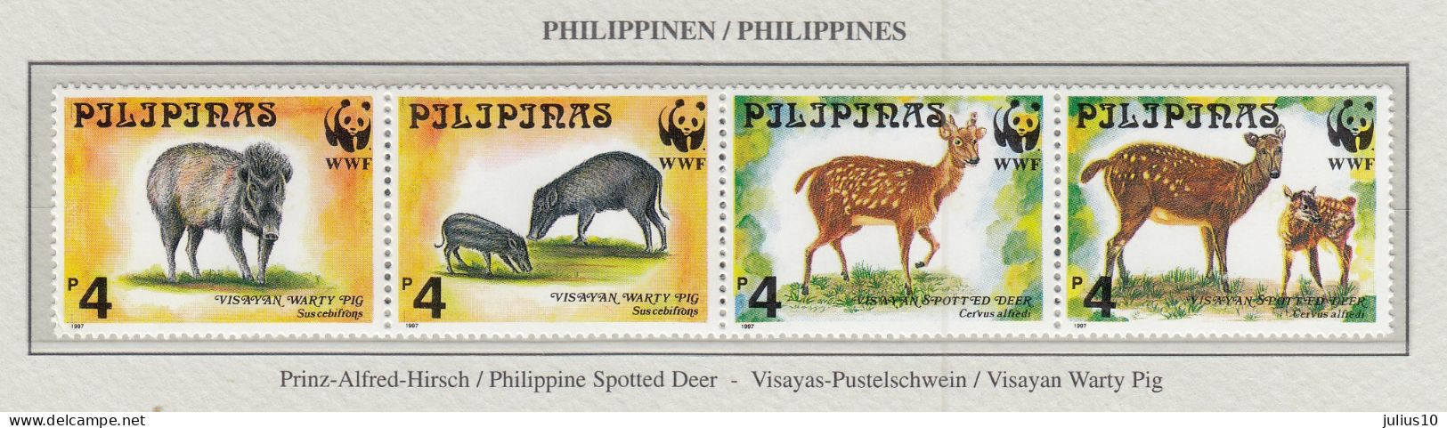 PHILIPPINES 1997 WWF Animals Mi2814-2817 MNH(**) Fauna 571 - Autres & Non Classés