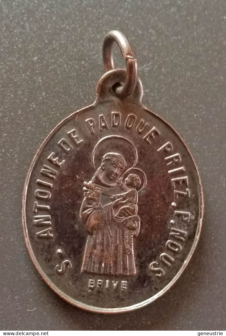 Pendentif Médaille Religieuse Fin XIXe "Saint Antoine De Padoue / Notre-Dame De Bon Secours - Brive-la Gaillarde" - Religion &  Esoterik