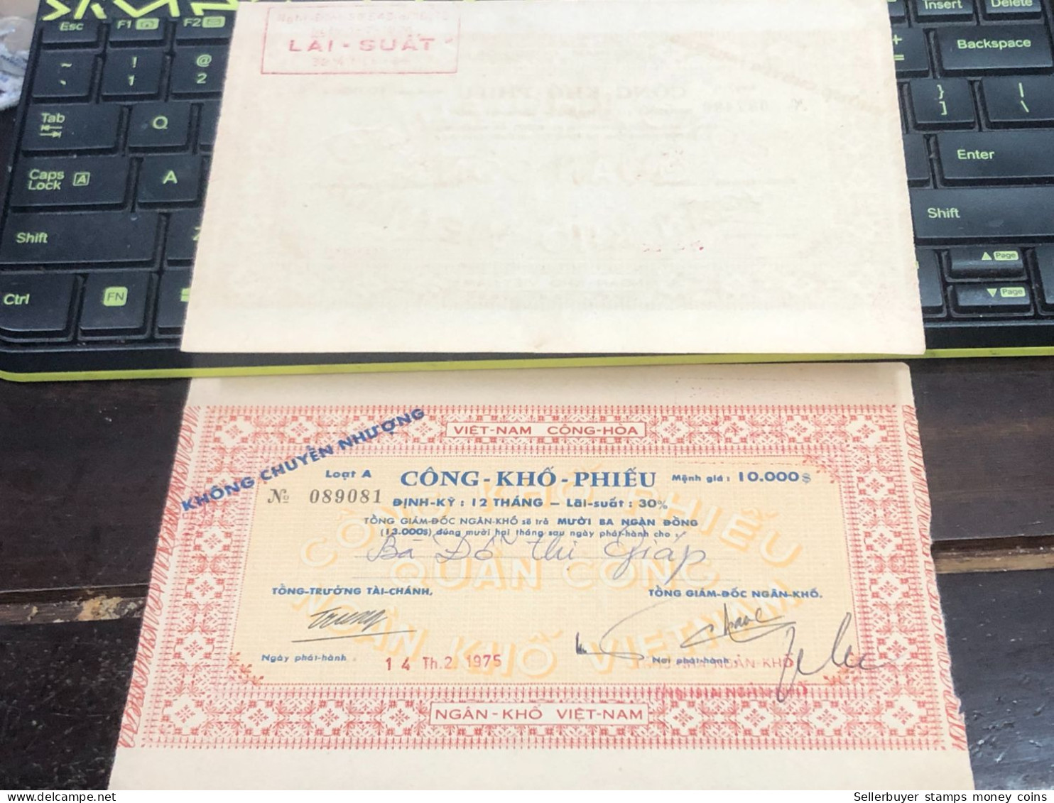 VIET NAM SOUTH PUBLIC DRY BOND BANK CHEC KING-10000$/1974-1 PCS - Vietnam