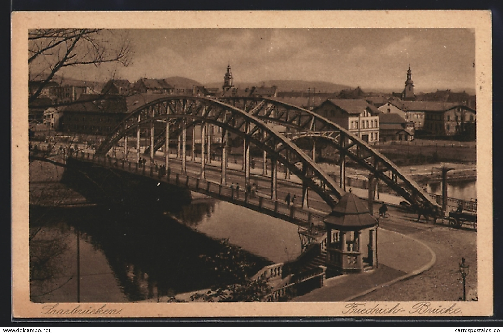 AK Saarbrücken, Friedrich-Brücke Mit Pferdewagen  - Saarbrücken