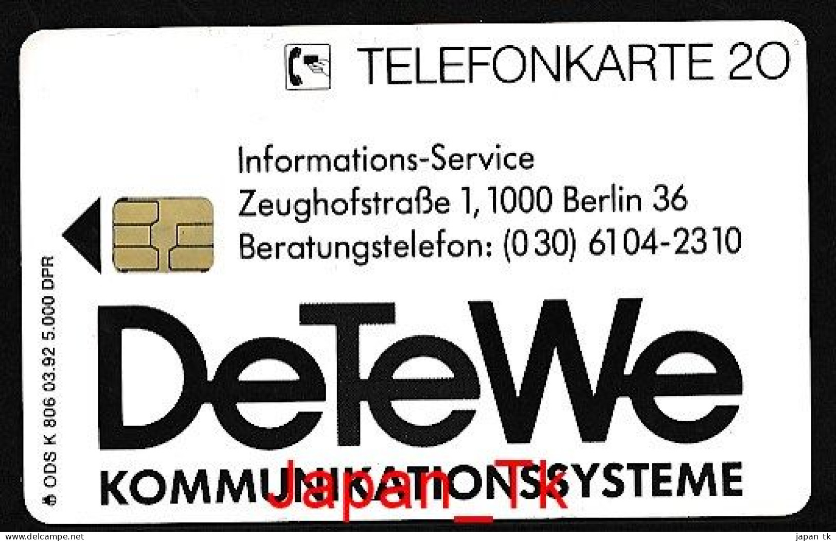 GERMANY K 806 92 DeTeWe - Aufl  5000 - Siehe Scan - K-Series : Serie Clientes