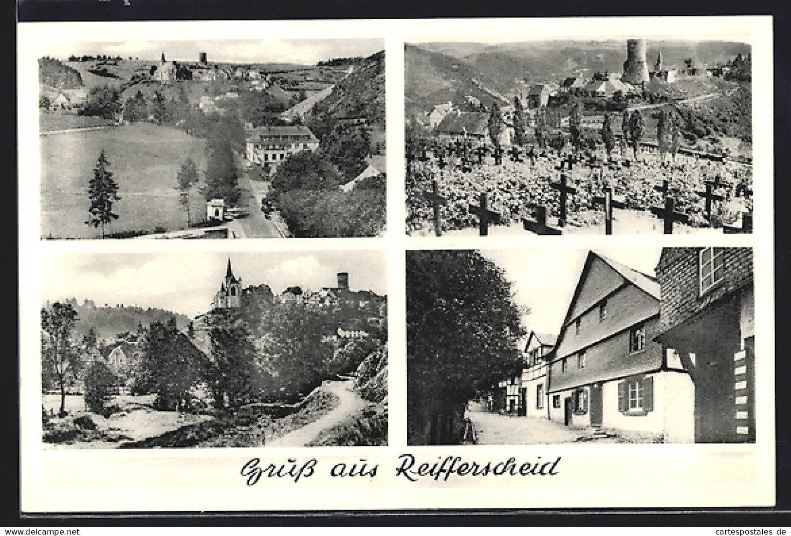 AK Reifferscheid /Hellenthal, Schloss, Friedhof, Strassenpartie  - Autres & Non Classés
