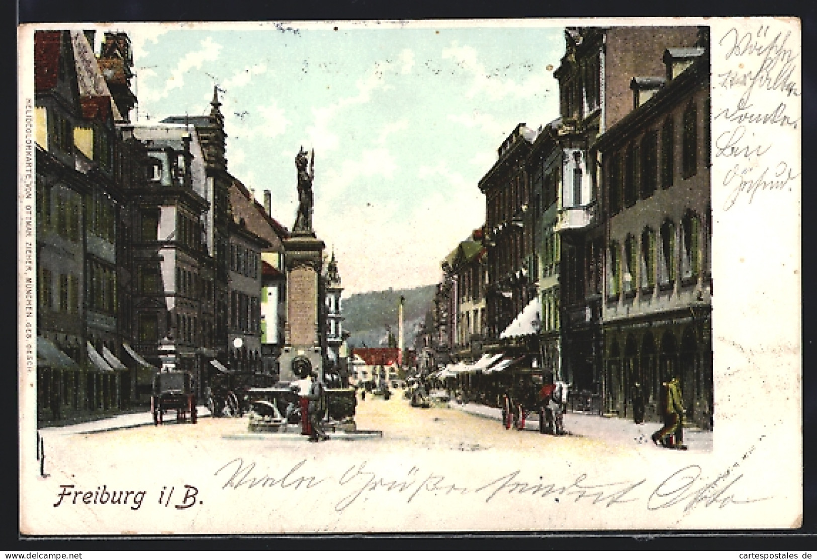 AK Freiburg I. B., Strassenpartie Mit Brunnen  - Freiburg I. Br.