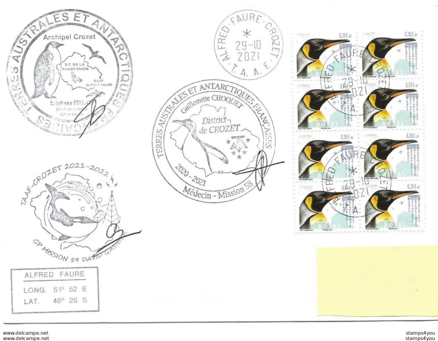 255 - 67 - Enveloippe TAAF Crozet - Cachets Illustrés Mission 59 - 2021 - Bases Antarctiques