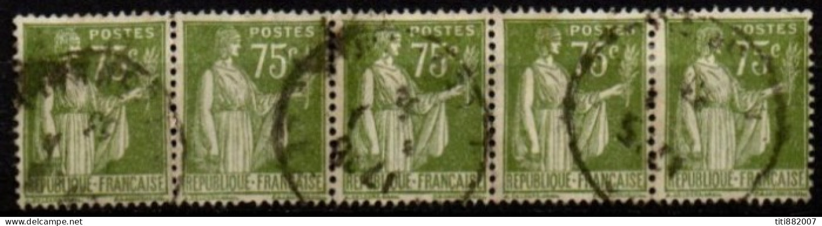FRANCE    -   1932 .   Y&T N° 284A Oblitérés En Bande De 5 - 1932-39 Paz