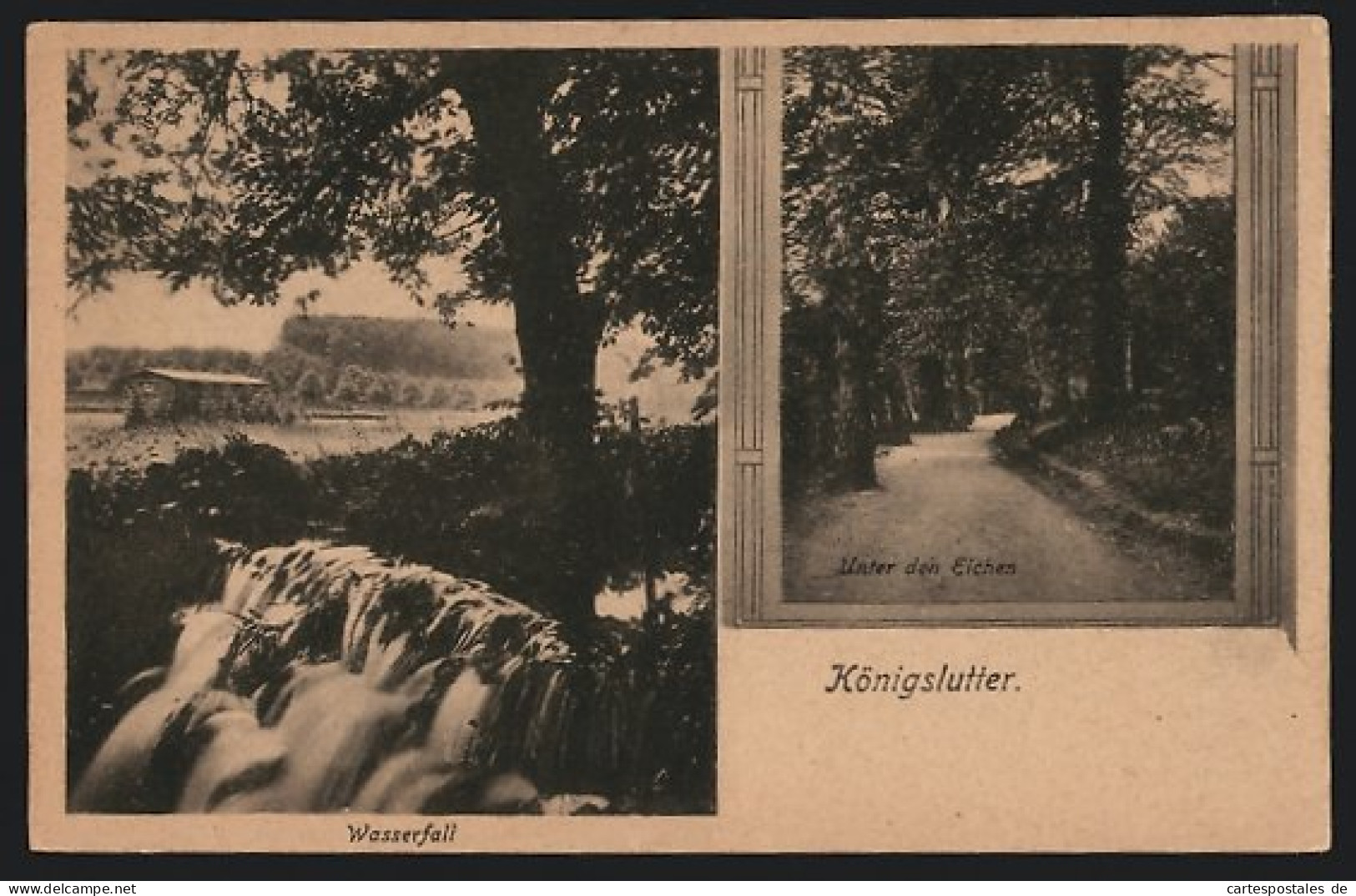 AK Königslutter, Wasserfall Und Unter Den Eichen  - Königslutter