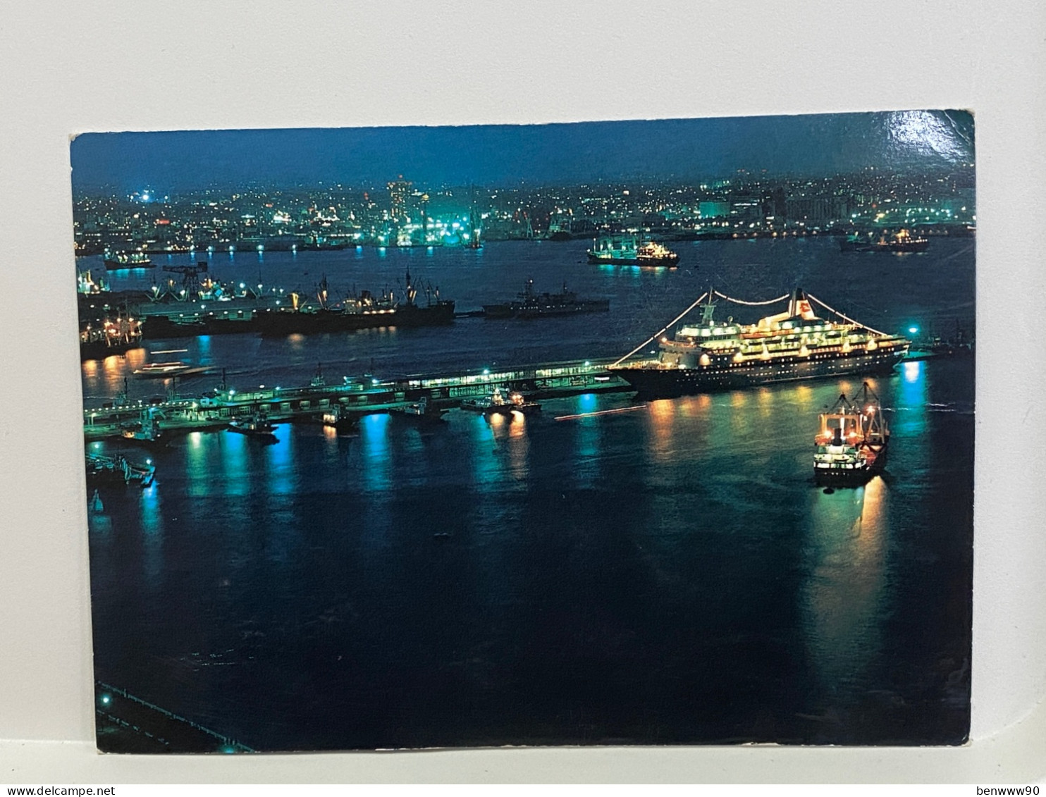 NIGHT VIEW YOKOHAMA PORT, Yokohama, USED, JAPAN JAPON POSTCARD - Yokohama