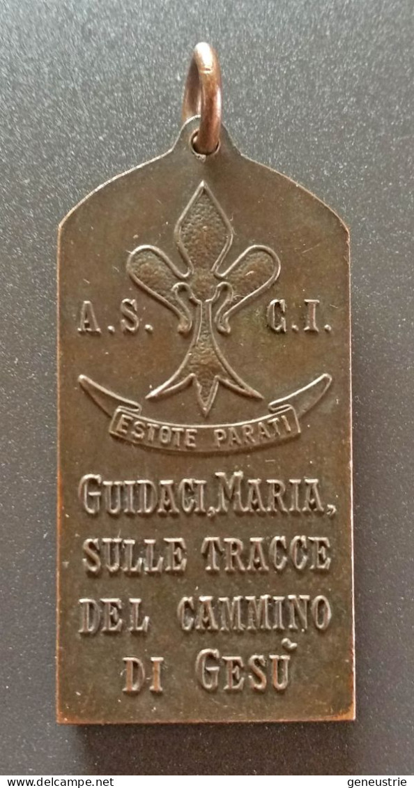 Pendentif Médaille Religieuse Début XXe "Vierge à L'Enfant - Scouts Italiens - Associazione Scouts Cattolici Italiani" - Religion &  Esoterik