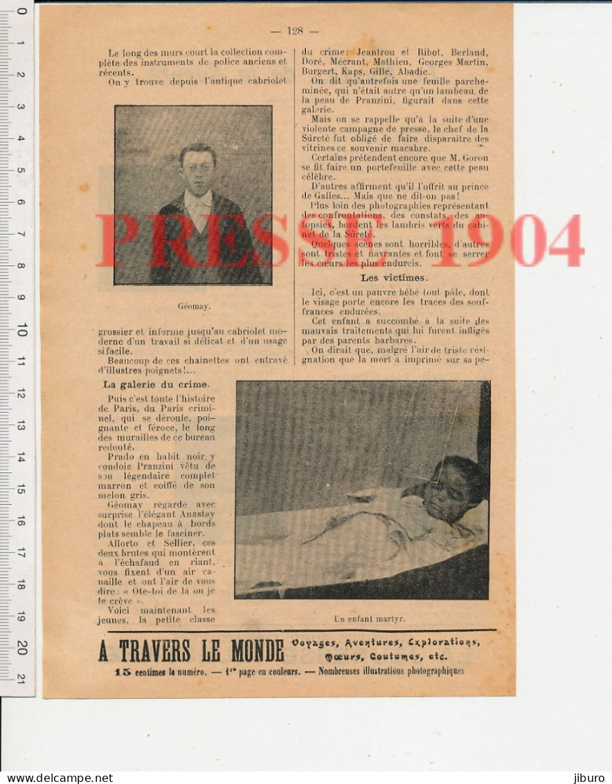 4 Vues 1904 (Thézan) Musée De La Sûreté Police Goron Cochefert Hamard Burgert Géomay Clara Bassing Crime Malle Sanglante - Zonder Classificatie