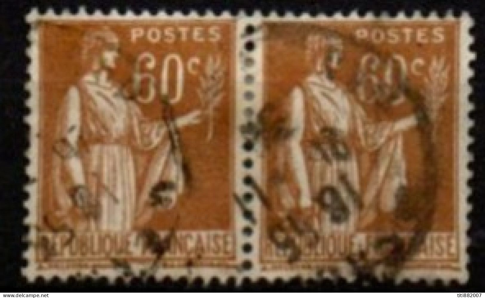 FRANCE    -   1937 .   Y&T N° 364 Oblitérés En Paire - 1932-39 Peace