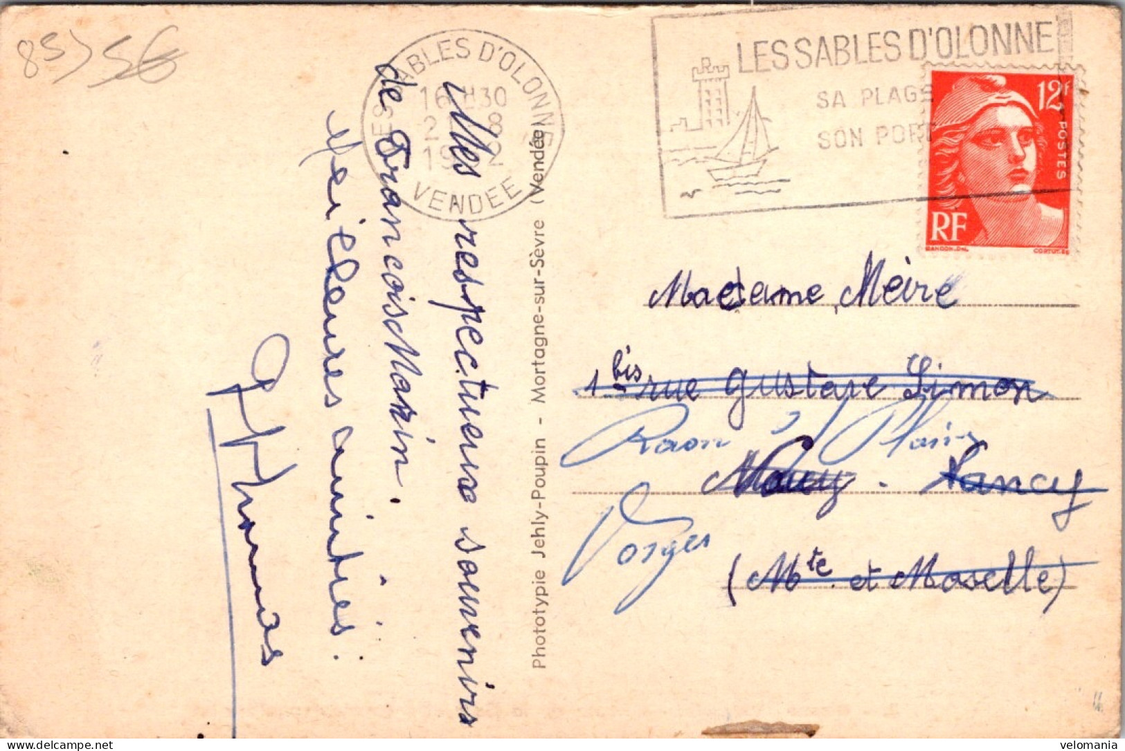 S16301 Cpa 85 Olonne - Route De La Gare Et Monument Aux Morts - Other & Unclassified