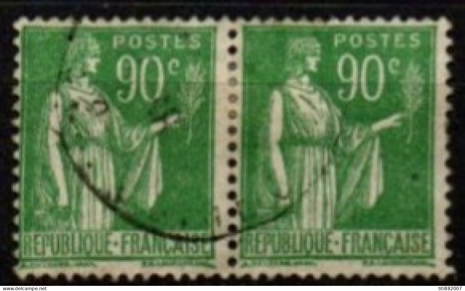 FRANCE    -   1937 .   Y&T N° 367 Oblitérés En Paire - 1932-39 Paz