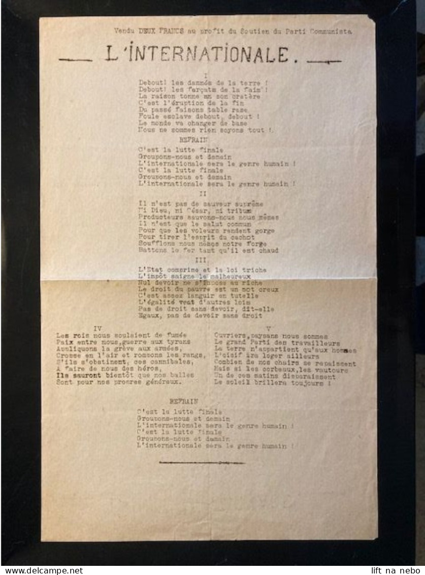 Tract Presse Clandestine Résistance Belge WWII WW2 'L'Internationale' - Documentos