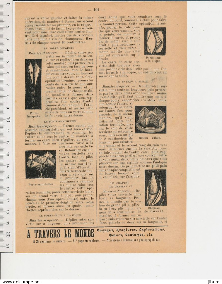 6 Vues 1904 Art De Plier Les Serviettes Pliage Serviette De Table Thème Bienséance éventail En Tissu - Non Classés