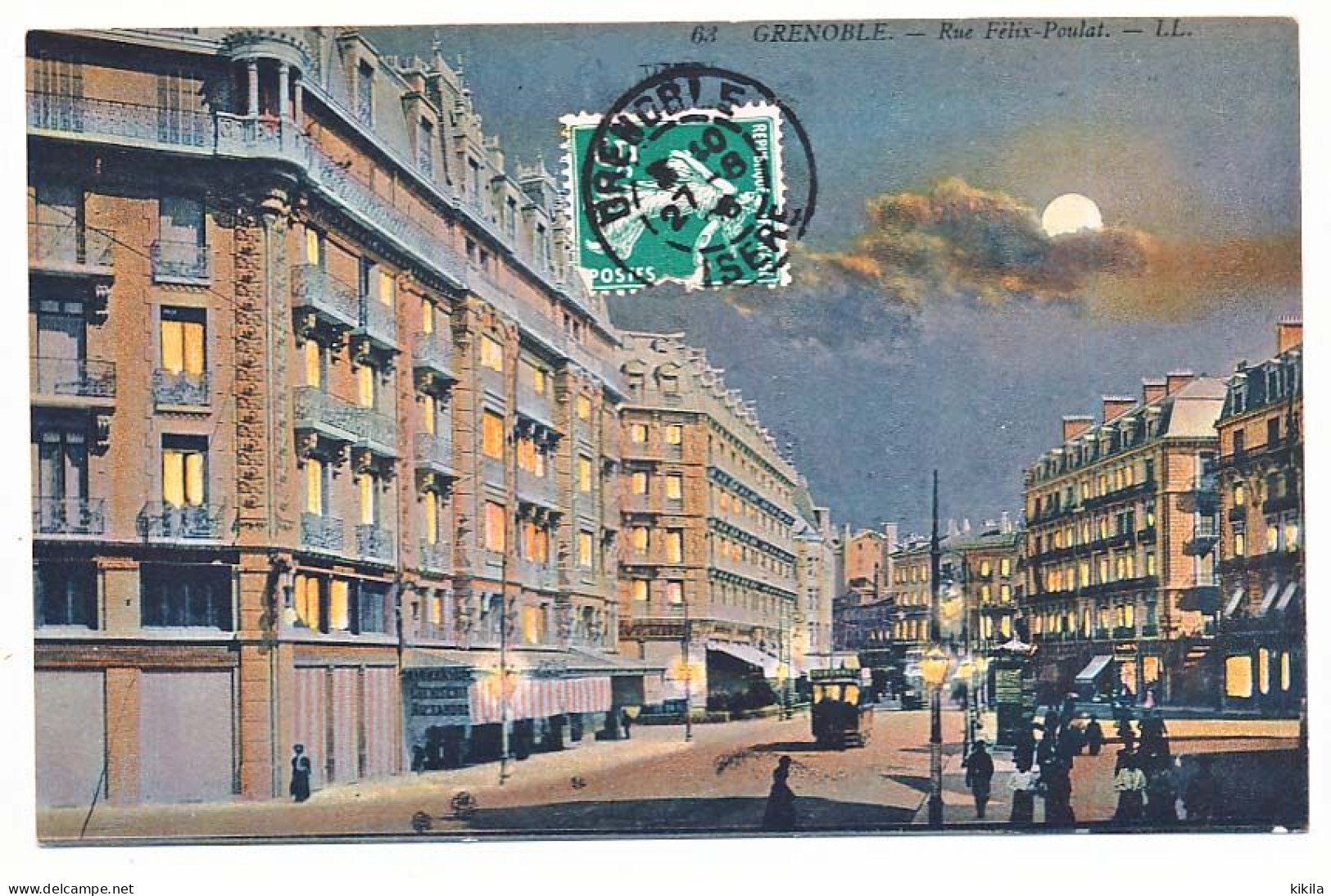 CPA 9 X 14 Isère GRENOBLE  Rue Félix Poulat-vue De Nuit-tramway Pub Dubonnet-Chemiserie Alexandre-colonne Morris - Grenoble
