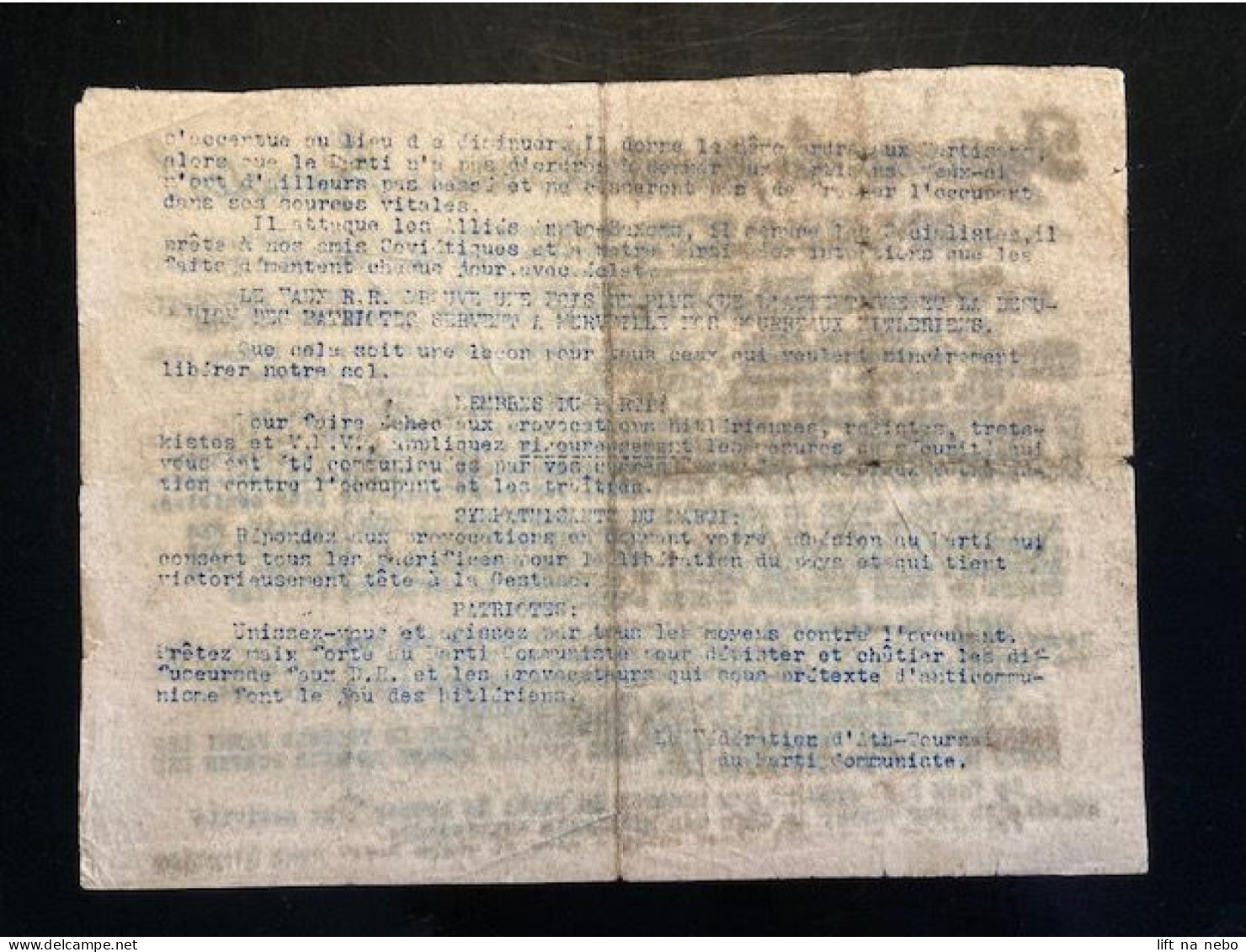 Tract Presse Clandestine Résistance Belge WWII WW2 'Déjouons Les Provocations Des Fascistes!' Printed On Both Sides - Documents