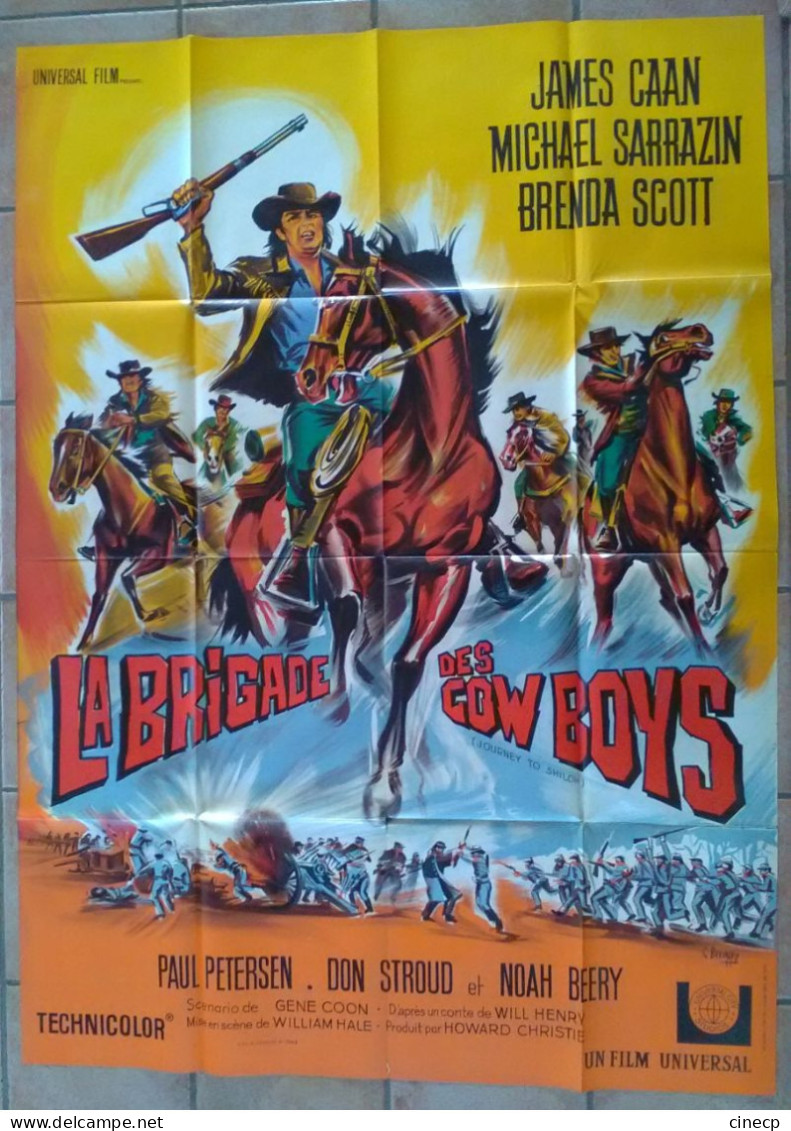 AFFICHE CINEMA FILM LA BRIGADE DES COW BOYS JAMES CAAN 1968 TBE DESSIN BELINSKY WESTERN - Plakate & Poster