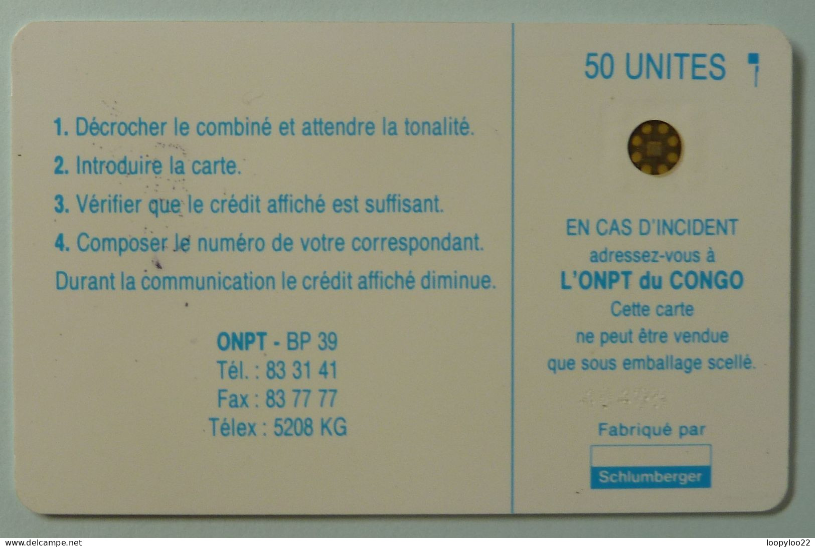 CONGO - Schlumberger - 50 Units - 40498 - ONPT - Used - Kongo