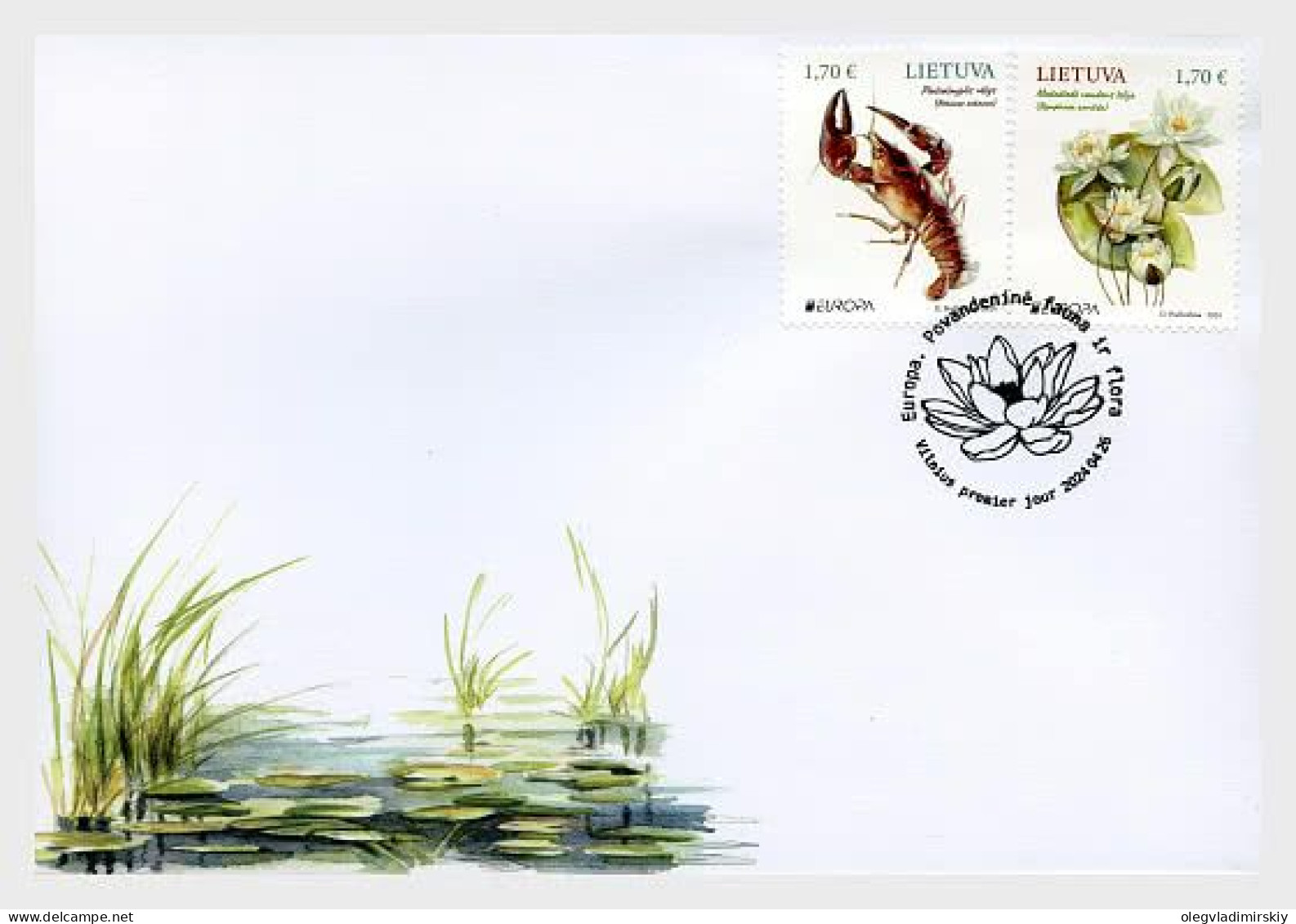 Lithuania Litauen Lituanie 2024 Europa CEPT Underwater Flora And Fauna LP Set Of 2 Stamps FDC - 2024