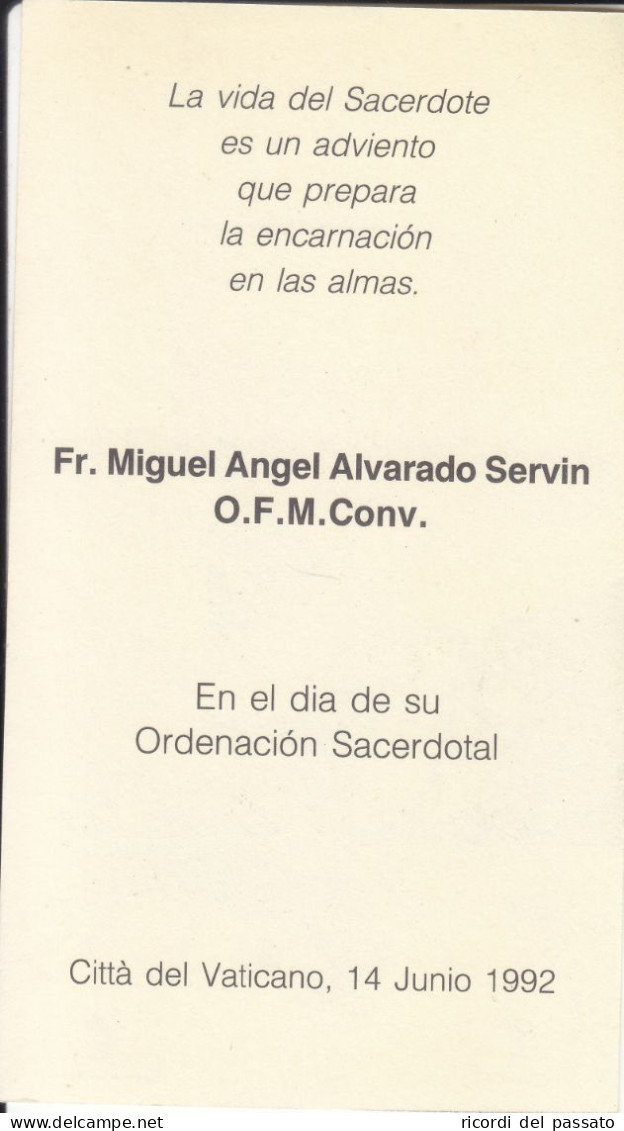 Santino Ricordo Ordinazione Sacerdotale - Citta' Del Vaticano 1992 - Andachtsbilder