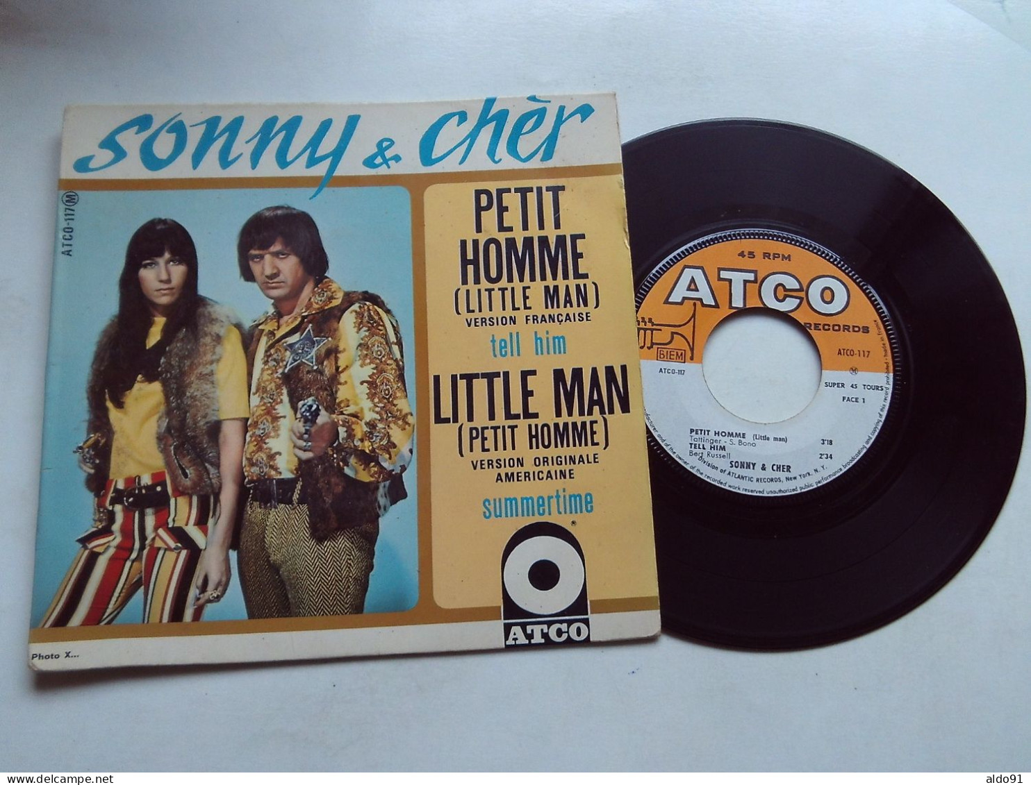 (SONNY & CHER - 1967) - Disque ATCO 117 M  - 2 Titres   " Petit Homme (V.F.)  Et Little Man (V.O. Américaine) " - Autres - Musique Anglaise