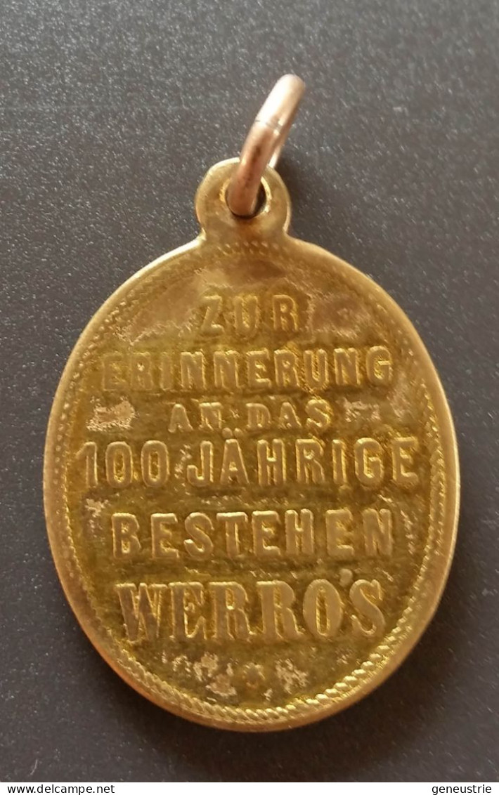 Pendentif Médaille Fin XIXe Bronze Doré "100e Anniversaire De La Fondation De Werro En Estonie (Võru) 1784-1884" - Pendenti