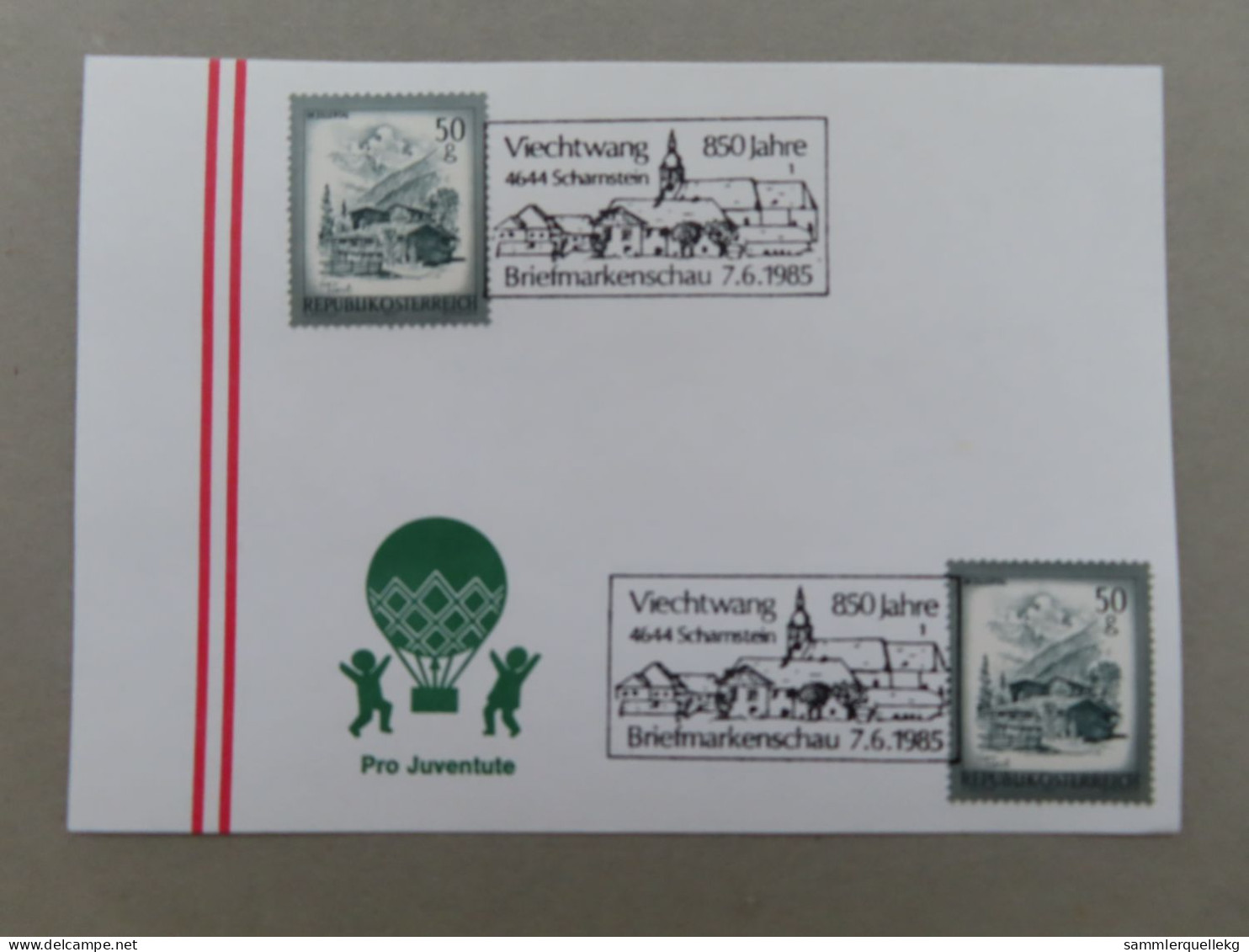 Österreich Pro Juventute - Mit Sonderstempel 7. 6. 1985 Scharnstein, 850 Jahre Viechtwang (Nr.1252) - Other & Unclassified