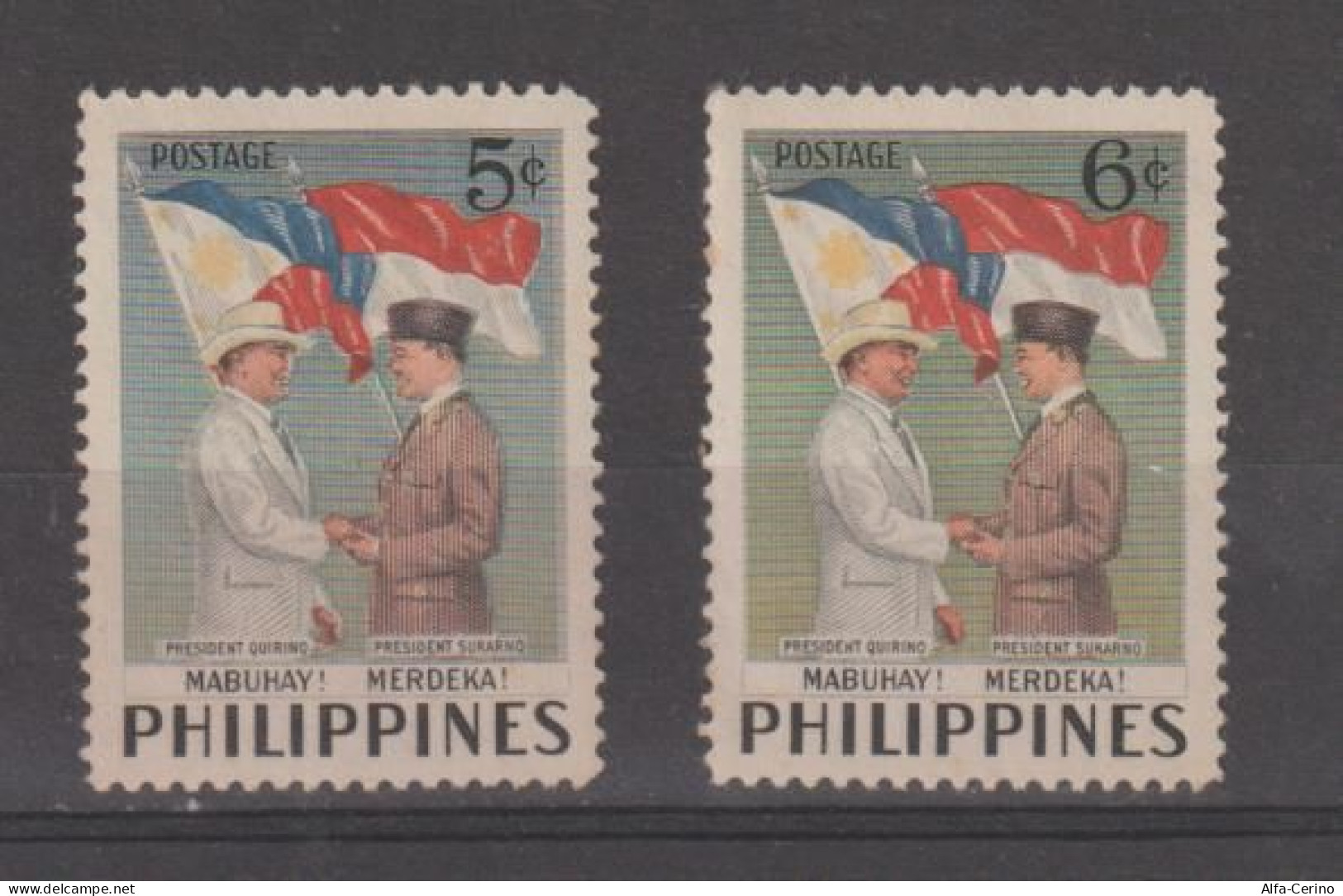 PHILIPPINES:  1953   SUKARNO   VISIT  -  KOMPLET  SET  2  UNUSED  STAMPS  -  YV/TELL. 412/13 - Filippijnen