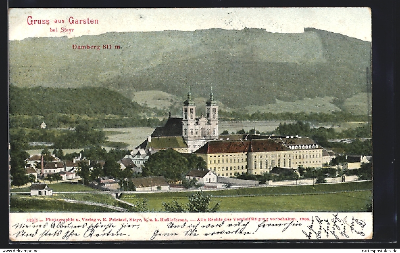 AK Garsten Bei Steyr, Ortsansicht Mit Dem Damberg Im Hintergrund  - Sonstige & Ohne Zuordnung