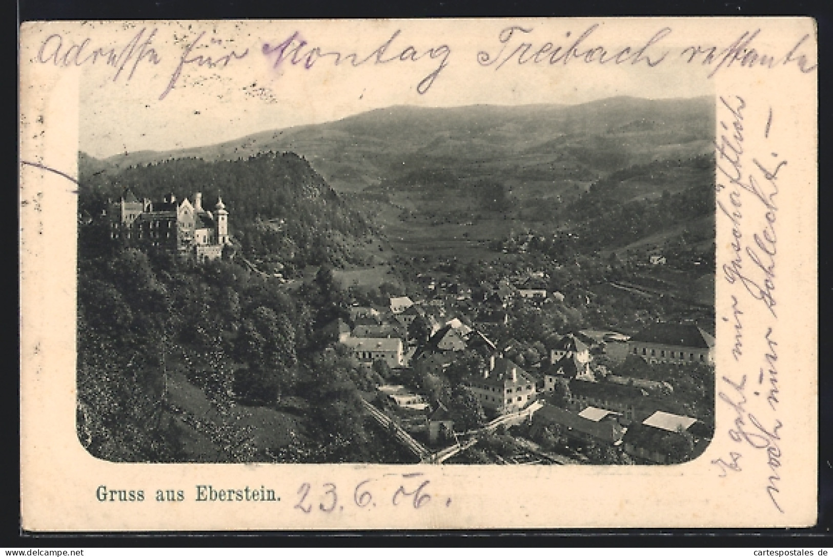 AK Eberstein, Panoramablick über Die Burg Und Die Darunterliegende Ortschaft  - Autres & Non Classés