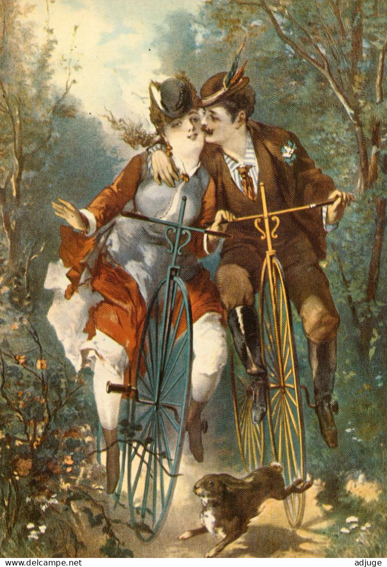 CPM* Cyclisme 1900 - Couple D'Amoureux - Baiser Dans La Forêt -Imagerie Belle époque - TBE - Cyclisme