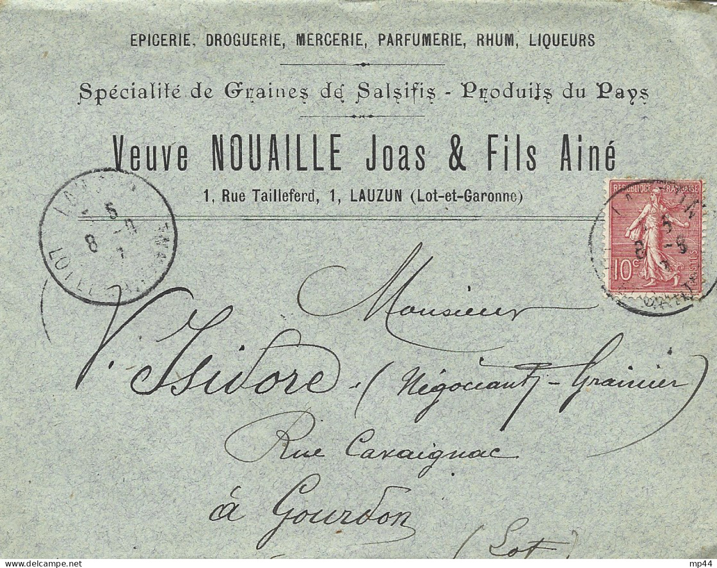 1K11 --- 47 LAUZUN Veuve Nouaille & Fils, épicerie, Droguerie, Mercerie ... - 1900 – 1949
